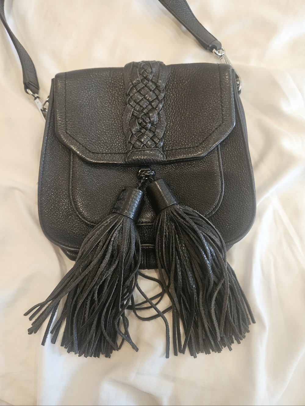 Rebecca Minkoff Black Leather TASSEL Crossbody Bag